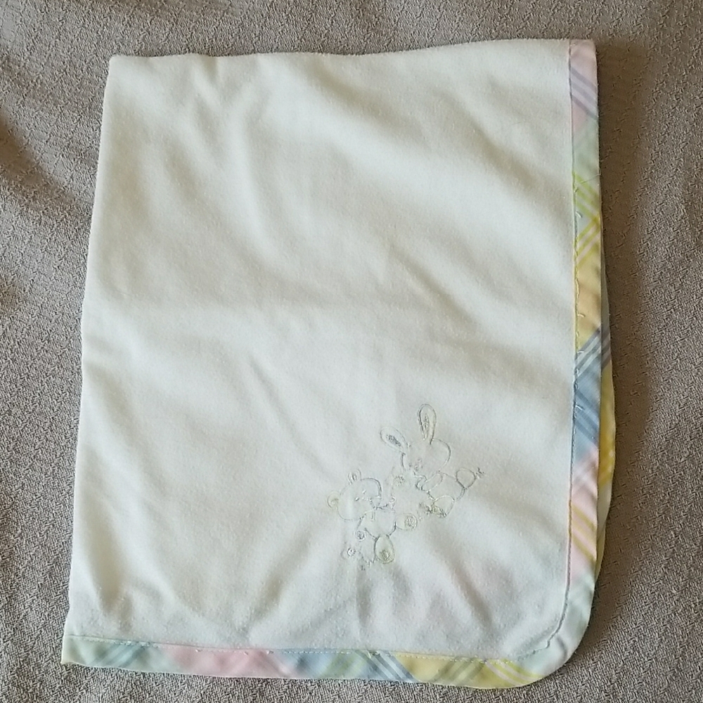 Quiltex Baby Blanket with Blue and Yellow Trim